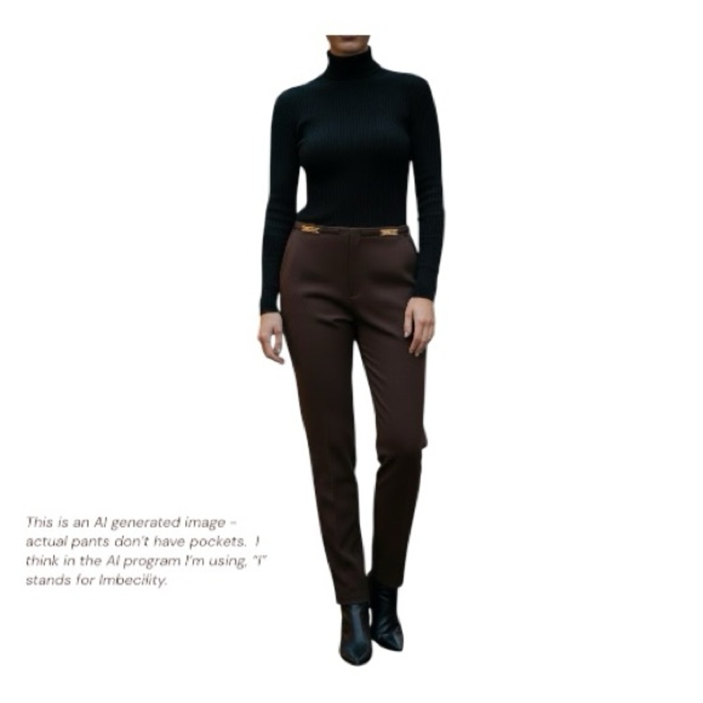 Vertigo Paris Dark Brown Trousers Made in France Gold Metallic Details